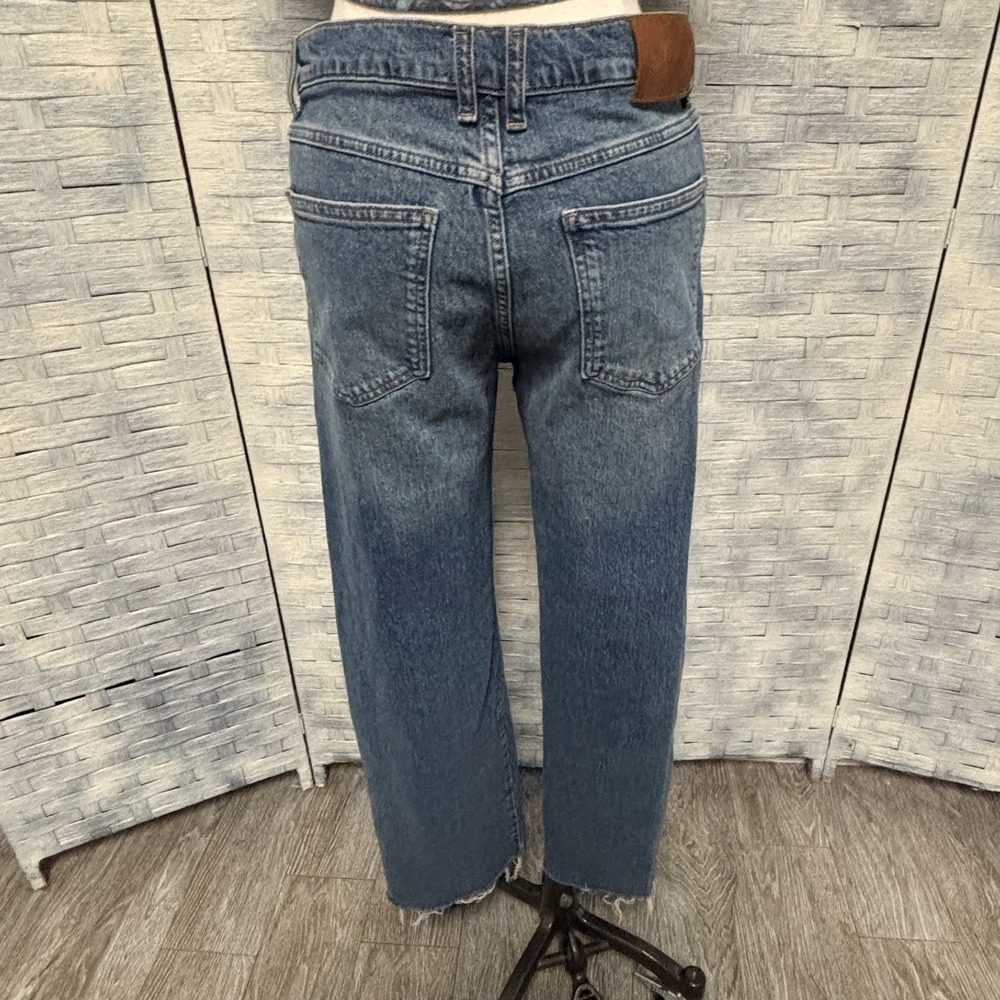 Free People We The Free 28 Risk Taker Jeans Blue High Rise Straight Raw Hem Boho - Picture 5 of 10